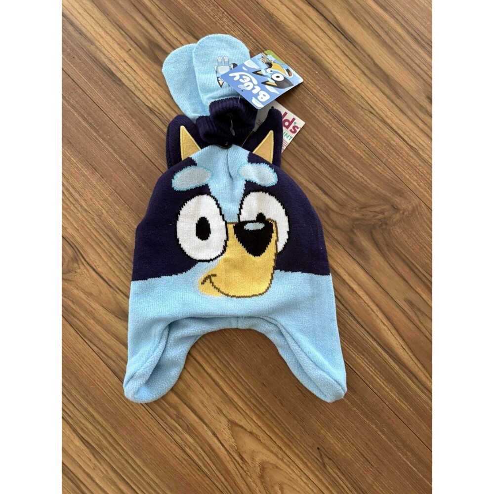 Bluey Earflap Beanie & Mittens Set
